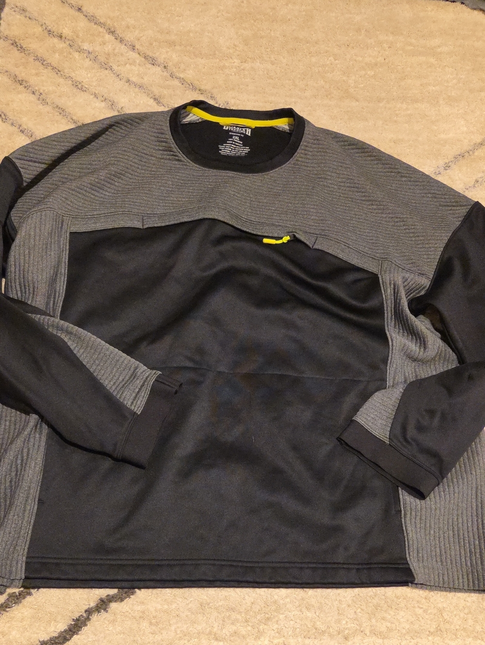 Duluth Trading Co Men’s Crewneck Sweater - Black & Gray with Yellow Accent